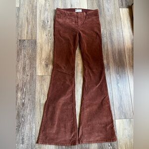 Free People Rust Brown Corduroy Pull-On Flare Pants NWOT Size 27